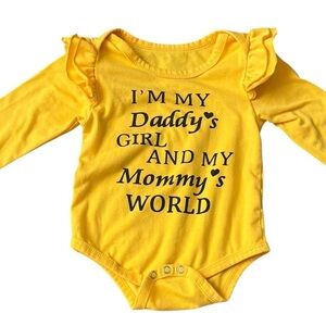 Yellow Ruffled long sleeves baby girl one piece 70 ( 6-9 months )snap closure